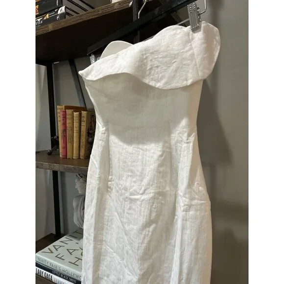 MARA HOFFMAN Lisha Strapless Cotton Midi Dress Ivory Womens Size 00